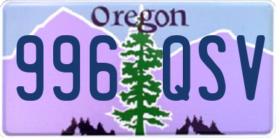 OR license plate 996QSV