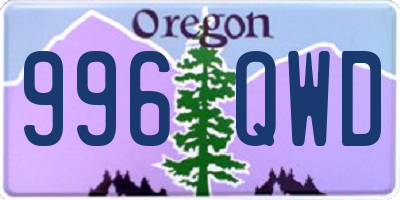 OR license plate 996QWD