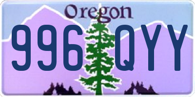 OR license plate 996QYY