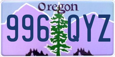 OR license plate 996QYZ