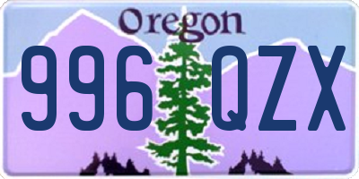 OR license plate 996QZX