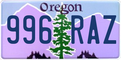 OR license plate 996RAZ