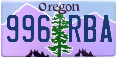 OR license plate 996RBA