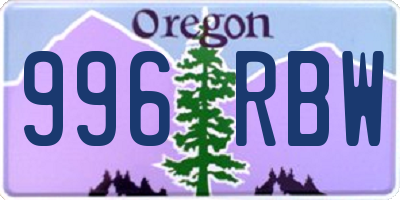 OR license plate 996RBW