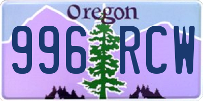 OR license plate 996RCW