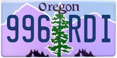 OR license plate 996RDI