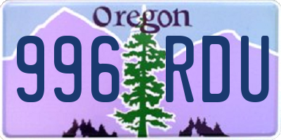 OR license plate 996RDU