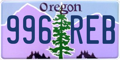 OR license plate 996REB