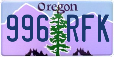 OR license plate 996RFK