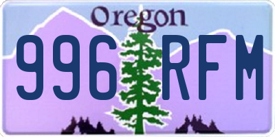 OR license plate 996RFM
