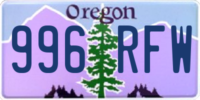 OR license plate 996RFW