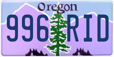 OR license plate 996RID