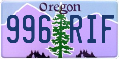 OR license plate 996RIF