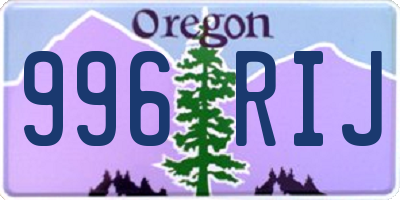 OR license plate 996RIJ