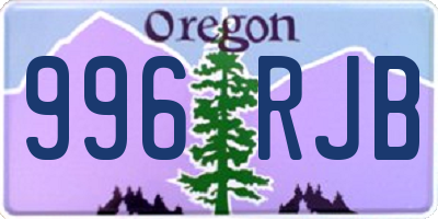 OR license plate 996RJB