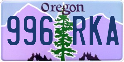 OR license plate 996RKA