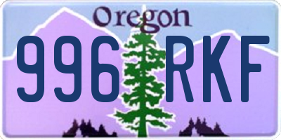 OR license plate 996RKF