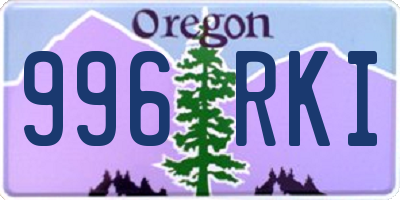 OR license plate 996RKI