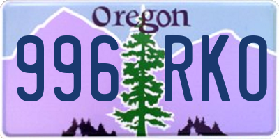 OR license plate 996RKO