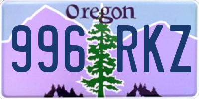 OR license plate 996RKZ