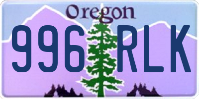 OR license plate 996RLK