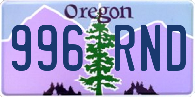 OR license plate 996RND