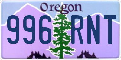OR license plate 996RNT