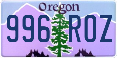 OR license plate 996ROZ