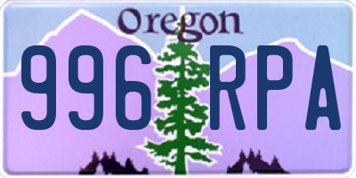 OR license plate 996RPA
