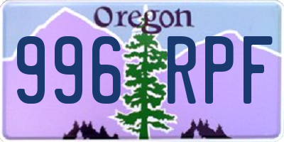 OR license plate 996RPF