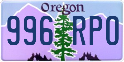 OR license plate 996RPO