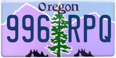 OR license plate 996RPQ