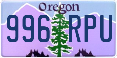 OR license plate 996RPU