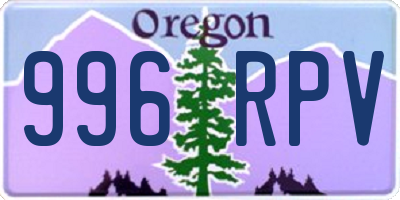 OR license plate 996RPV