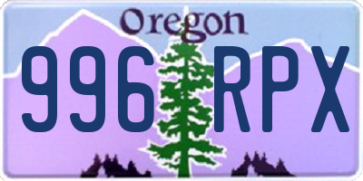 OR license plate 996RPX