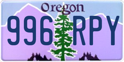 OR license plate 996RPY