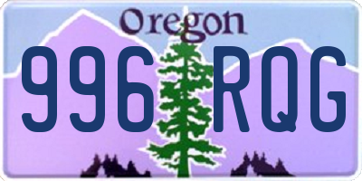 OR license plate 996RQG