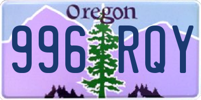 OR license plate 996RQY