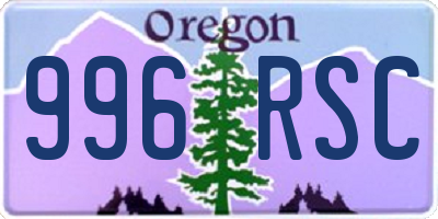 OR license plate 996RSC