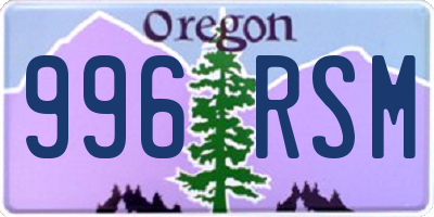 OR license plate 996RSM