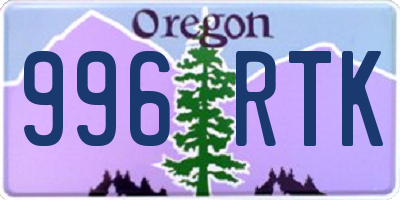 OR license plate 996RTK