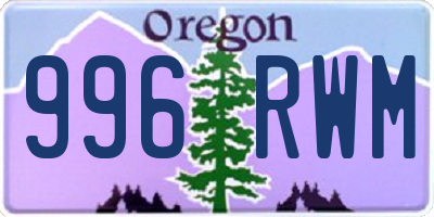 OR license plate 996RWM