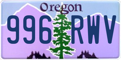OR license plate 996RWV