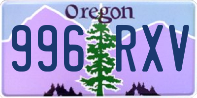 OR license plate 996RXV