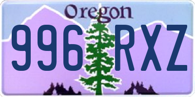 OR license plate 996RXZ