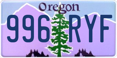 OR license plate 996RYF