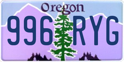 OR license plate 996RYG