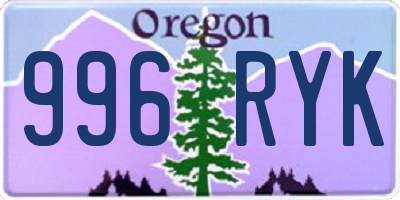 OR license plate 996RYK