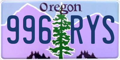 OR license plate 996RYS