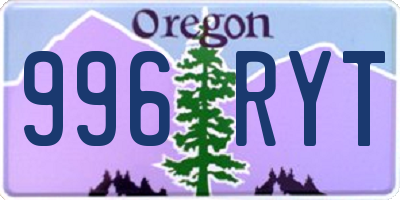 OR license plate 996RYT